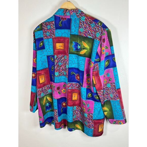 VTG Multicolor Mixed Print Oversized Blazer 80s Art to Wear Plus Size 2/3X - Picture 4 of 7